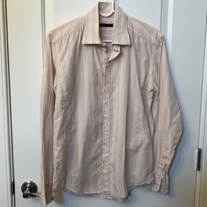 Men’s Reid’s pink shirt with gray stripes